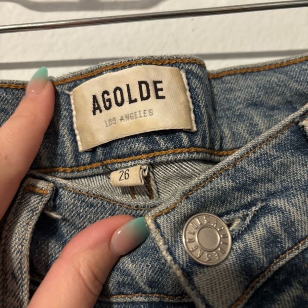 Agolde Distressed Straight Leg Button Fly Riley High Rise Jeans Size 26 - Picture 2 of 8